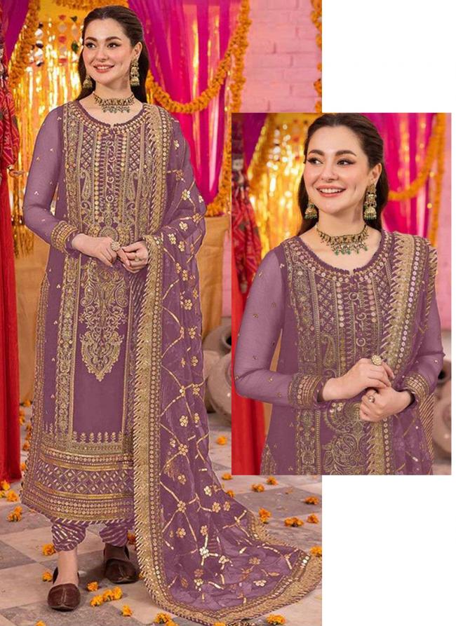 Faux Georgette Pink Wedding Wear Embroidery Work Pakistani Suit